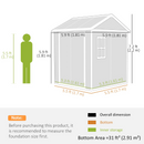 6' x 6' Polypropylene Resin Plastic Garden Shed with Dual Swing Doors - Grey