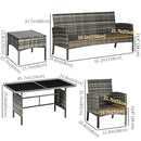 Patio Furniture, Brindlestone Terrace 6pc Outdoor Patio Set with Sofa, Chairs, Stools and Table - Grey - Seasonal Overstock