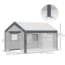12' x 7' Heavy Duty Walk-In Plastic Cover Garden Greenhouse, Peaked Roof, Steel Frame, White
