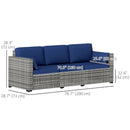 Patio Furniture, Manchester Creek Outdoor Patio Rattan Sofa - Dark Blue & Grey - Seasonal Overstock