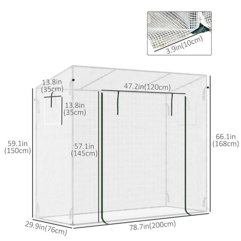 6.6' x 2.5' x 5.5' Portable Walk-In Greenhouse Hot House for Patio or Balcony - White