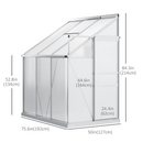 6' x 4' Lean To Walk-In Aluminum Frame Greenhouse with Polycarbonate Panels - Silver