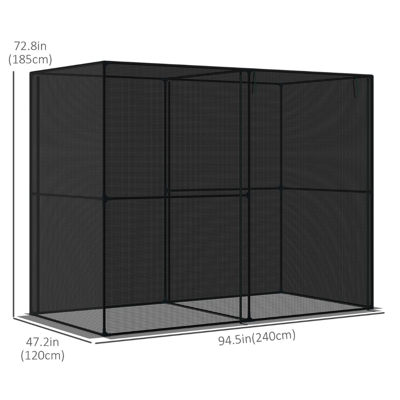 8' x 4' x 6' Framed Mesh Garden Protection Cover with Zipper Doors - Black