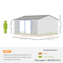 14' x 8' Outdoor Galvanized Steel Storage Shed with Double Swing Door and Lock - Grey