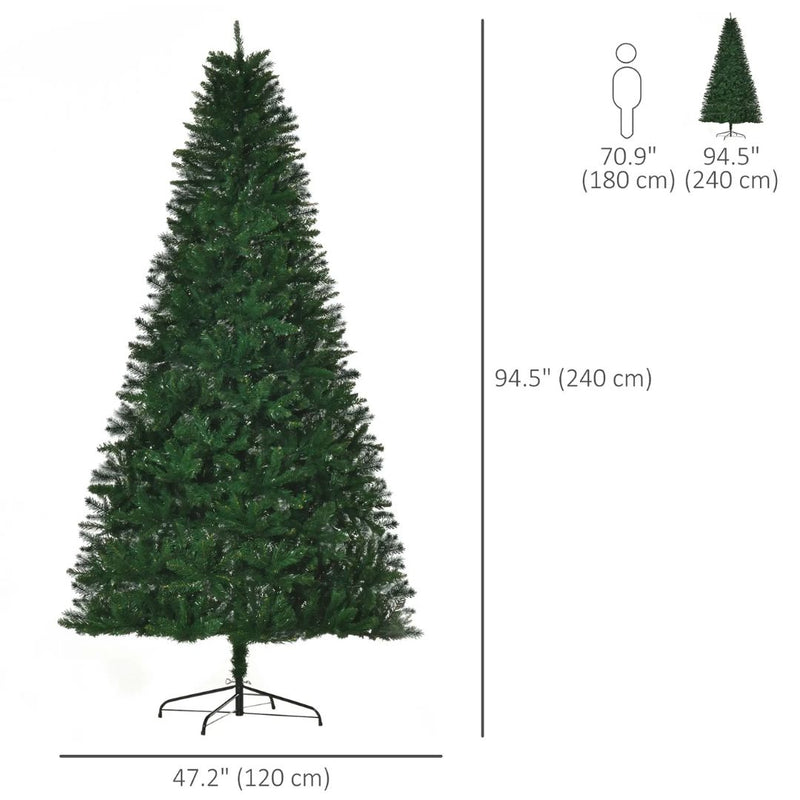 8ft Artificial Christmas Tree for Indoor Use with Foldable Base