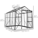 6' x 8' Walk-In Aluminum Frame Greenhouse, Polycarbonate Panels, Swing Door - Black