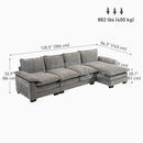 Sofas, Shadow Creek 120-in L-Shaped Sectional with Reversible Chaise Lounge - Grey - Seasonal Overstock