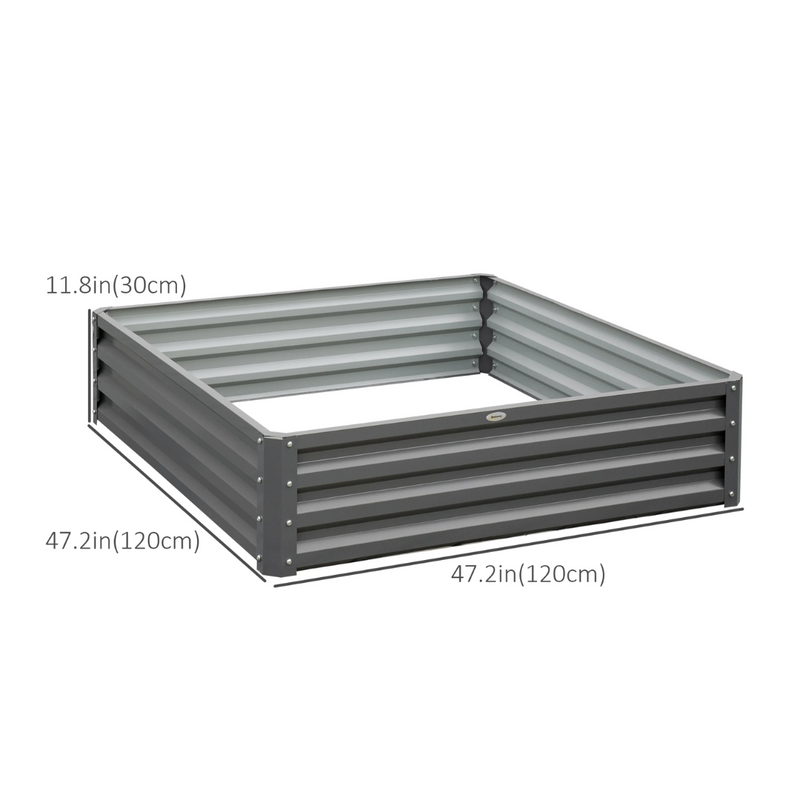 4' x 4' Raised Garden Bed Planter Box Galvanized Steel 12in Deep - Light Grey