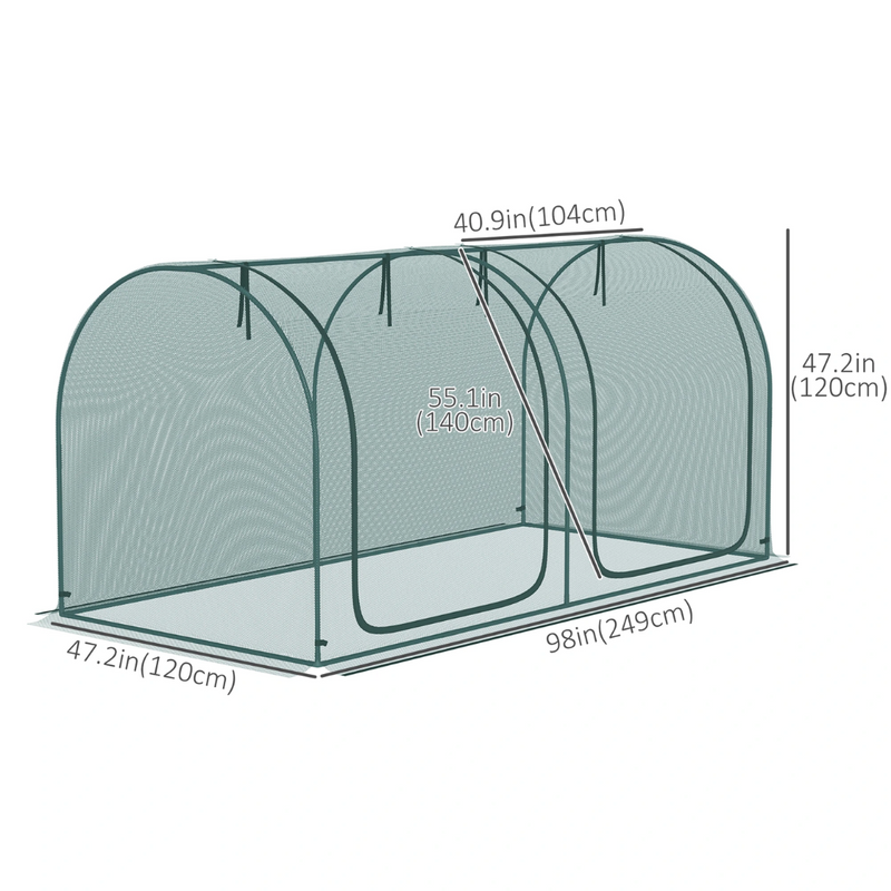 8' x 4' Mesh Garden Protection Crop Cage Cover with 2 Zipper Doors - Green