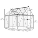6' x 8' Walk-In Aluminum Frame Greenhouse, 2-Type Polycarbonate Panels, Swing Door - Silver