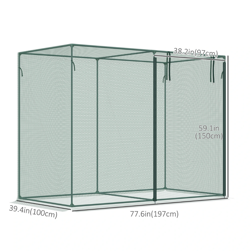 6.5' x 3.3' Mesh Garden Protection Cover with Zipper Door - Green