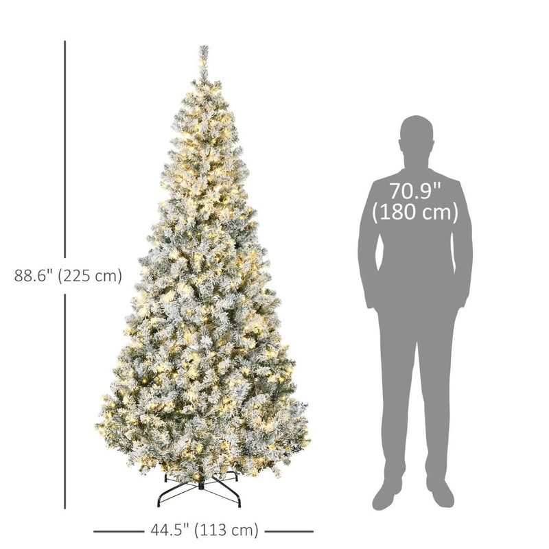 7.5ft Prelit 500 LED Artificial Snow Flocked Christmas Tree with Base