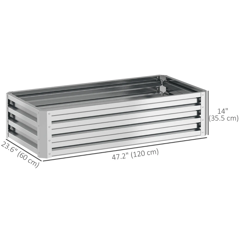 4' x 2' Raised Garden Bed Planter Planter Box Galvanized Steel 12in - Silver