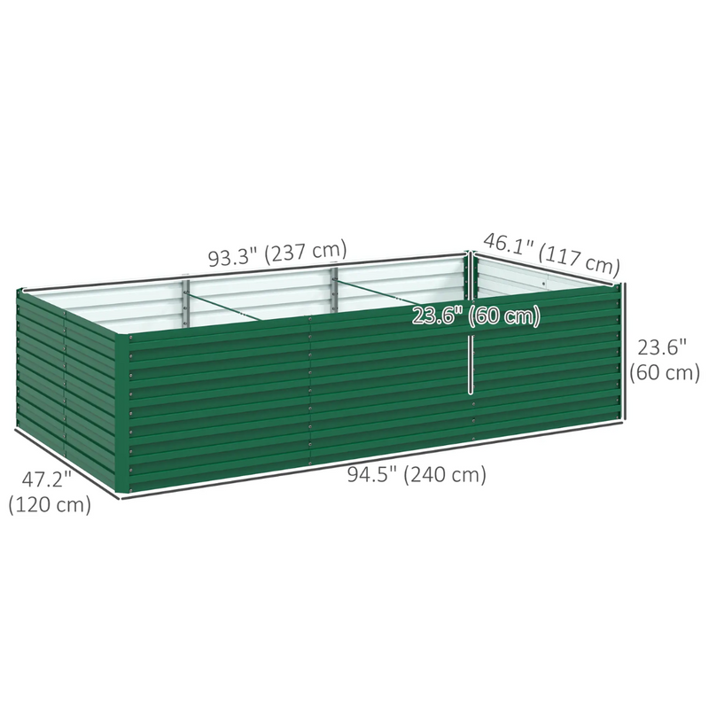 8' x 4' Raised Garden Bed Planter Box Galvanized Steel 24in Deep - Green