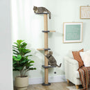 4-Tier Cat Wall Mounted Climber Cat Tree with Scratching Post - Dark Grey