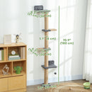 4-Tier Cat Wall Mounted Climber Cat Tree with Scratching Post - Dark Grey