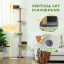 4-Tier Cat Wall Mounted Climber Cat Tree with Scratching Post - Dark Grey