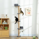 4-Tier Cat Wall Mounted Climber Cat Tree with Scratching Post - Dark Grey