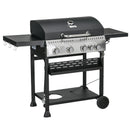 Outdoor Grills, 40,000 BTU 4+1 Burner Liquid Propane BBQ Cart with 1 Side Burner and Warming Rack - Seasonal Overstock