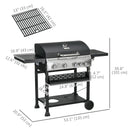 Outdoor Grills, 40,000 BTU 4+1 Burner Liquid Propane BBQ Cart with 1 Side Burner and Warming Rack - Seasonal Overstock