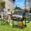 Outdoor Grills, 40,000 BTU 4+1 Burner Liquid Propane BBQ Cart with 1 Side Burner and Warming Rack - Seasonal Overstock
