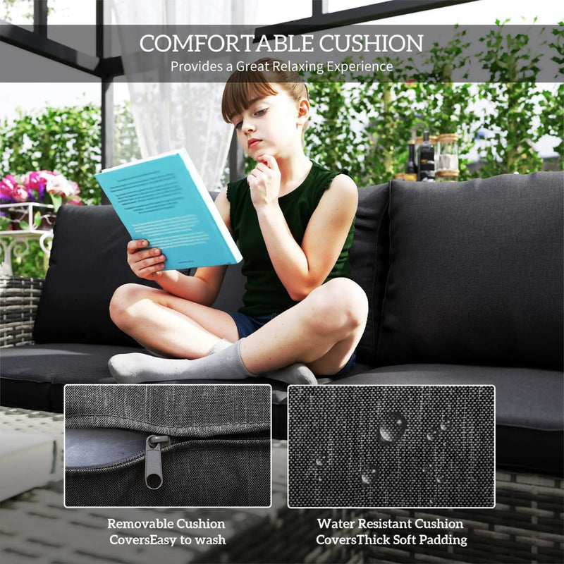 Patio Furniture, Cinder Valley 6pc Patio Set with Sofa, Loveseat, Chairs & Tables - Black - Seasonal Overstock