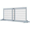 41-72" Wood Frame Free Standing Pet Gate Dog Barrier with Support Feet - Blue Grey