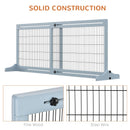 41-72" Wood Frame Free Standing Pet Gate Dog Barrier with Support Feet - Blue Grey