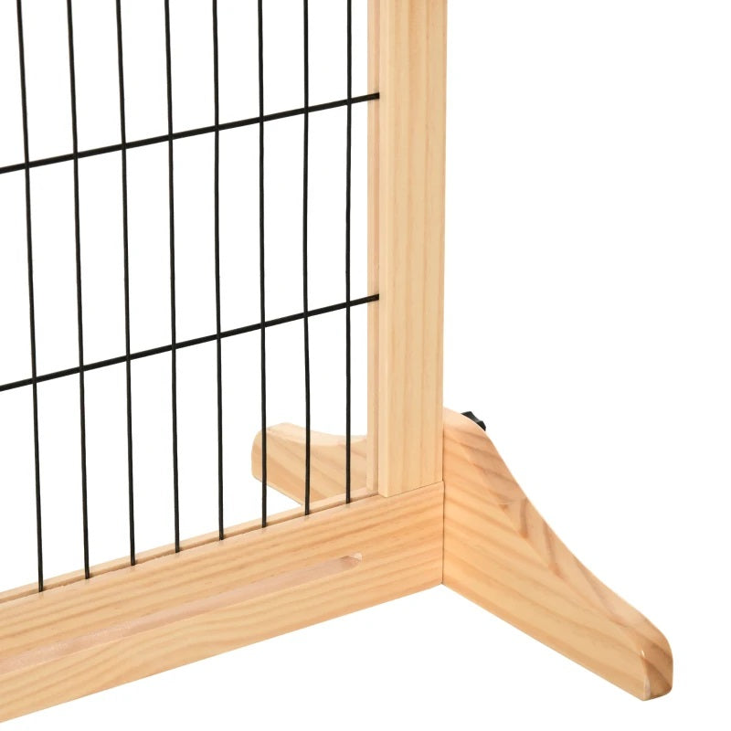 41-72" Wood Frame Free Standing Pet Gate Dog Barrier with Support Feet - Natural Pine