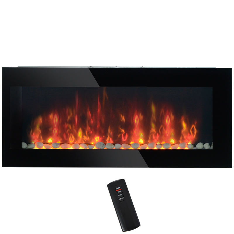 41-Inch Wall Mounted Fireplace with 7 Colour LED Flame Effect