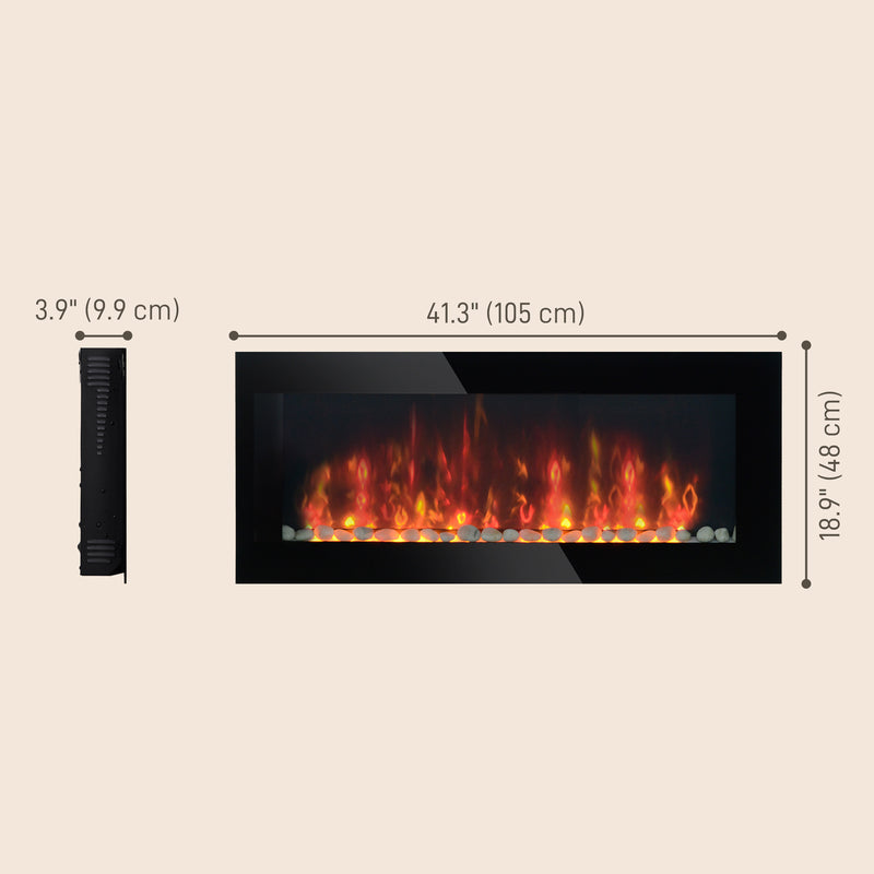 41-Inch Wall Mounted Fireplace with 7 Colour LED Flame Effect