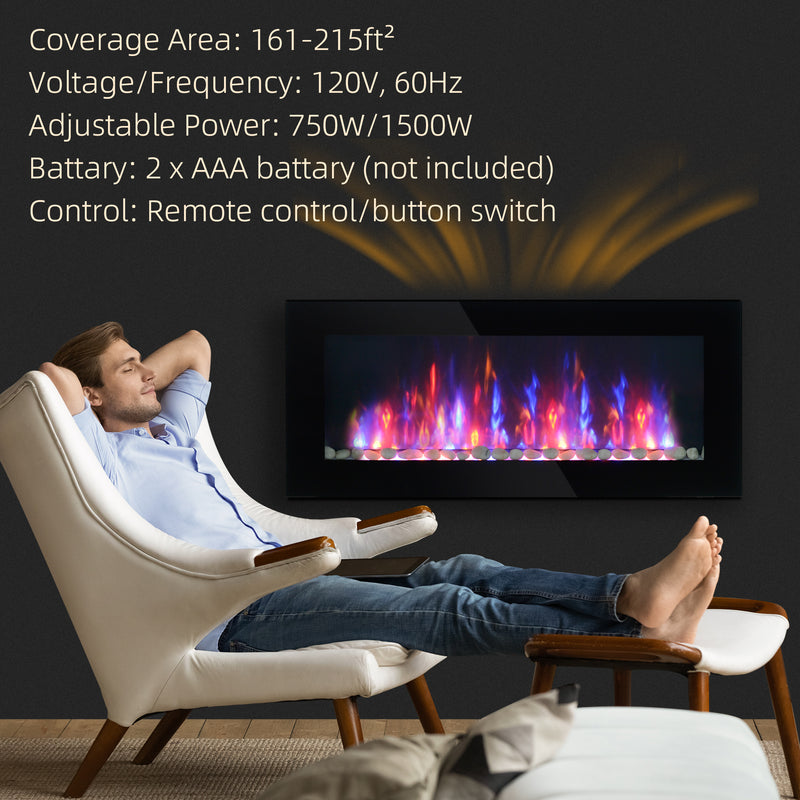 41-Inch Wall Mounted Fireplace with 7 Colour LED Flame Effect