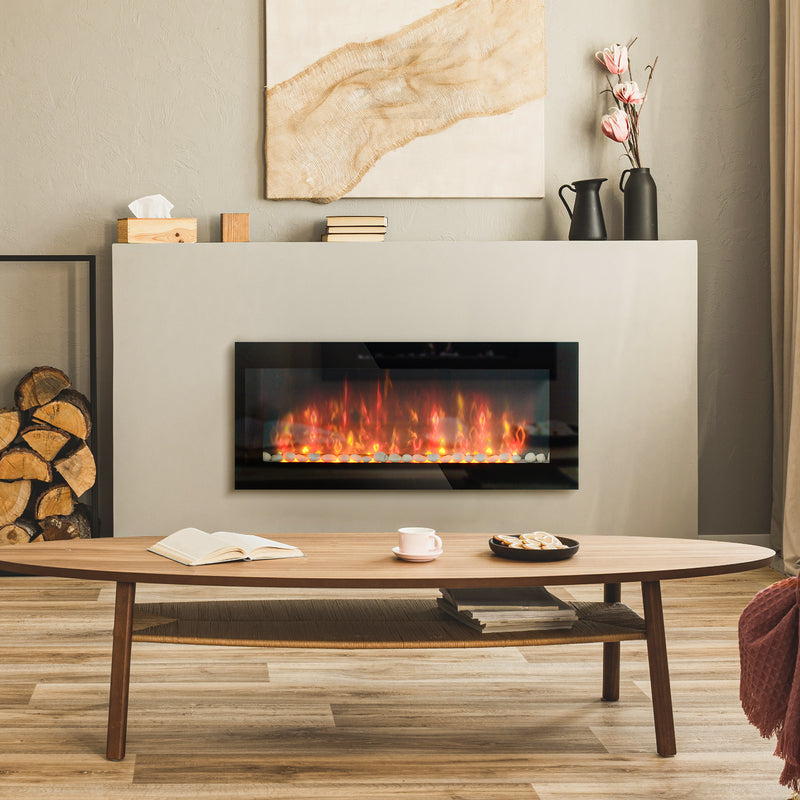 41-Inch Wall Mounted Fireplace with 7 Colour LED Flame Effect