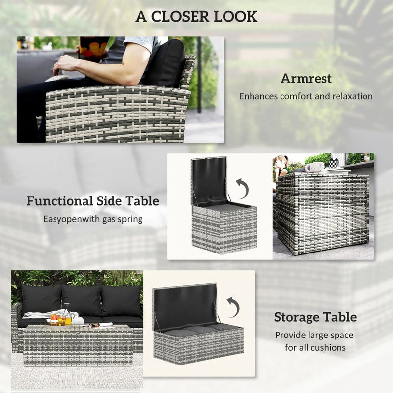 Patio Furniture, Cinder Valley 6pc Patio Set with Sofa, Loveseat, Chairs & Tables - Black - Seasonal Overstock