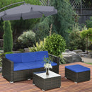 Patio Furniture, Sola Vina 3pc Outdoor Patio Sofa and Ottoman Set with Table - Blue - Seasonal Overstock