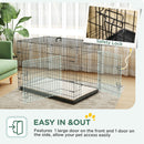 41" Large Folding Steel Dog Crate with Removable Tray and Cushion for Dogs up to 88lbs