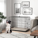 41" Large Folding Steel Dog Crate with Removable Tray and Cushion for Dogs up to 88lbs