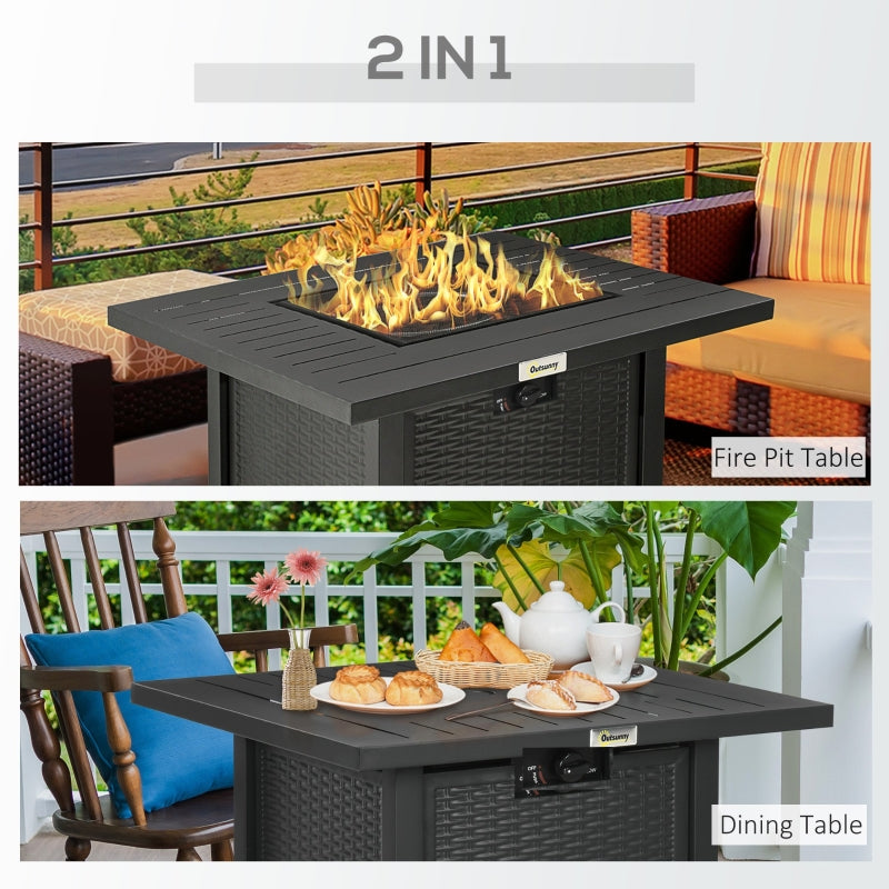 Beckett 28" Black Propane Fire Table with Lava Rocks and Cover