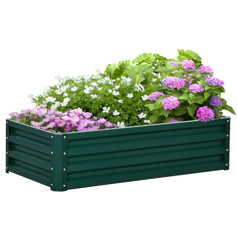 4' x 2' Raised Garden Bed Planter Planter Box Galvanized Steel 12in - Green