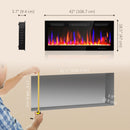42" Thin Profile Electric Fireplace, 1500W Heater, Wall Mounted or Freestanding Type with Remote and Timer