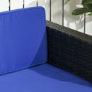 Patio Furniture, Sola Vina 3pc Outdoor Patio Sofa and Ottoman Set with Table - Blue - Seasonal Overstock