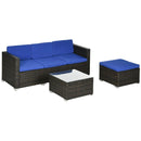 Patio Furniture, Sola Vina 3pc Outdoor Patio Sofa and Ottoman Set with Table - Blue - Seasonal Overstock