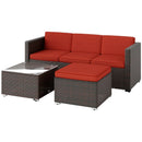 Patio Furniture, Sola Vina 3pc Outdoor Patio Sofa and Ottoman Set with Table - Red - Seasonal Overstock