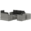 Patio Furniture, Cinder Valley 6pc Patio Set with Sofa, Loveseat, Chairs & Tables - Black - Seasonal Overstock