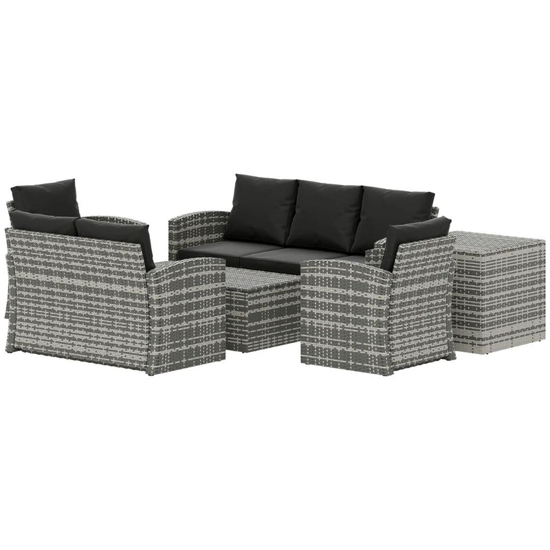 Patio Furniture, Cinder Valley 6pc Patio Set with Sofa, Loveseat, Chairs & Tables - Black - Seasonal Overstock