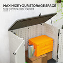 Storage bin with an open lid, containing a yellow box and other items, with text 'Maximize Your Storage Space' on a white background.