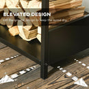 Minimalist Firewood Rack, Log Holder for Indoor Outdoor Fireplace and Wood Stove - Black