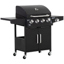 Outdoor Grills, 50,000 BTU 4+1 Burner Liquid Propane BBQ with Side Burner and Warming Rack - Seasonal Overstock
