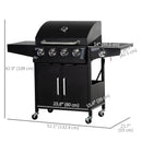 Outdoor Grills, 50,000 BTU 4+1 Burner Liquid Propane BBQ with Side Burner and Warming Rack - Seasonal Overstock