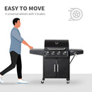 Outdoor Grills, 50,000 BTU 4+1 Burner Liquid Propane BBQ with Side Burner and Warming Rack - Seasonal Overstock